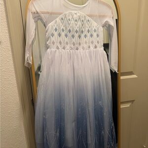 ELSA White and Blue Long Sleeve Dress